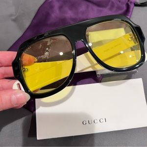 Gucci Yellow Unisex Sunglasses 0255
